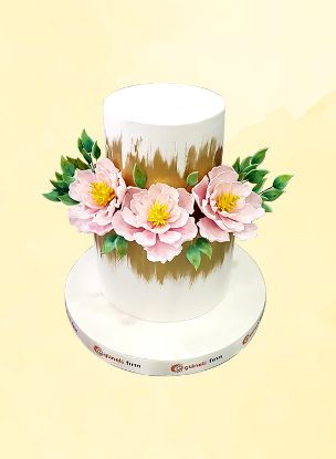 Pembe Çiçekli Düğün Nişan Pastası