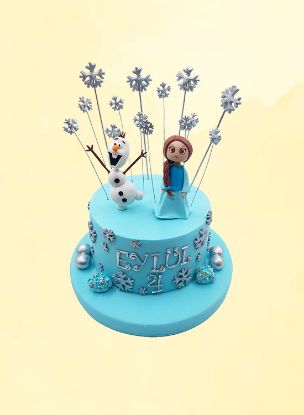 Frozen Elsa Anna Ve Olaf Karakterli Doğum Günü Pastası