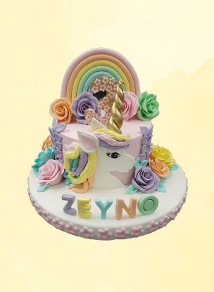 Pastel Unicorn Temalı Doğum Günü Pastası